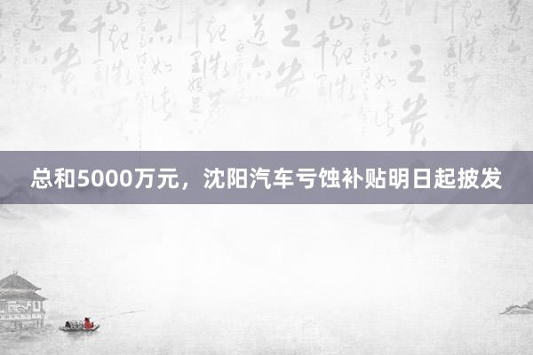 总和5000万元，沈阳汽车亏蚀补贴明日起披发