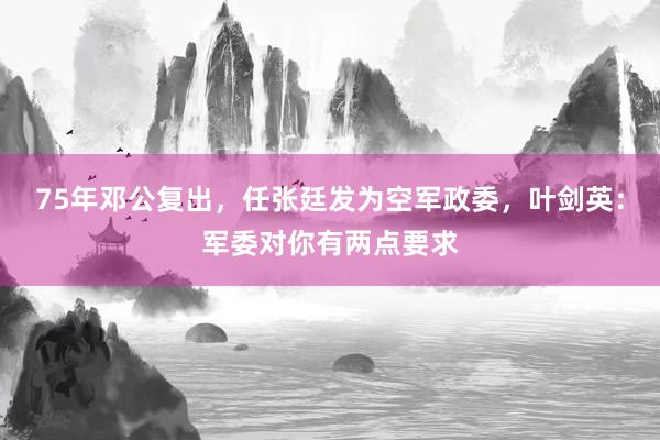 75年邓公复出，任张廷发为空军政委，叶剑英：军委对你有两点要求