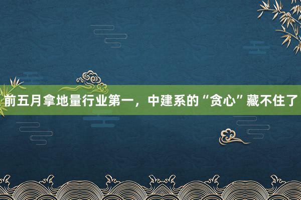 前五月拿地量行业第一，中建系的“贪心”藏不住了