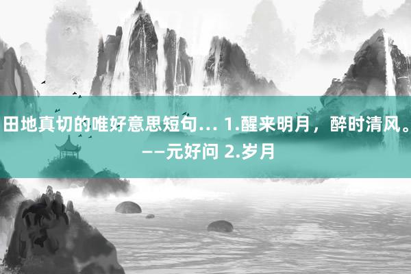 田地真切的唯好意思短句… 1.醒来明月，醉时清风。 ——元好问 2.岁月