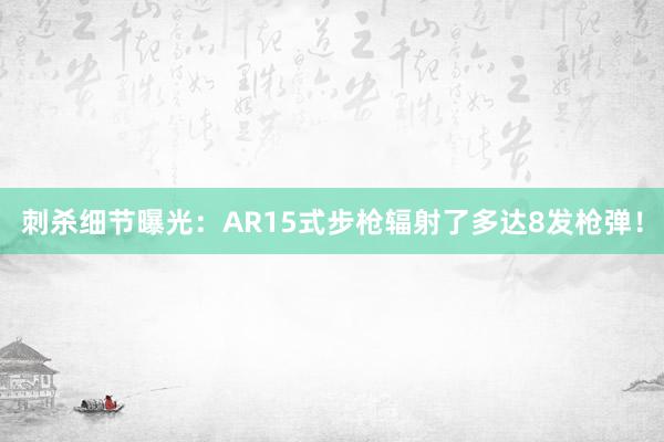 刺杀细节曝光：AR15式步枪辐射了多达8发枪弹！