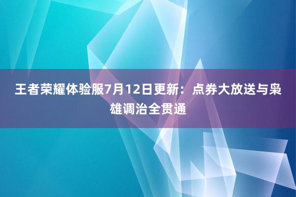 王者荣耀体验服7月12日更新：点券大放送与枭雄调治全贯通