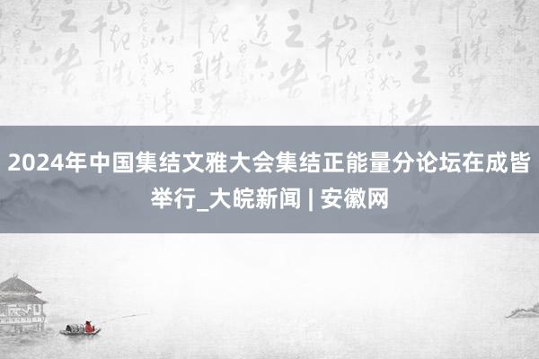 2024年中国集结文雅大会集结正能量分论坛在成皆举行_大皖新闻 | 安徽网