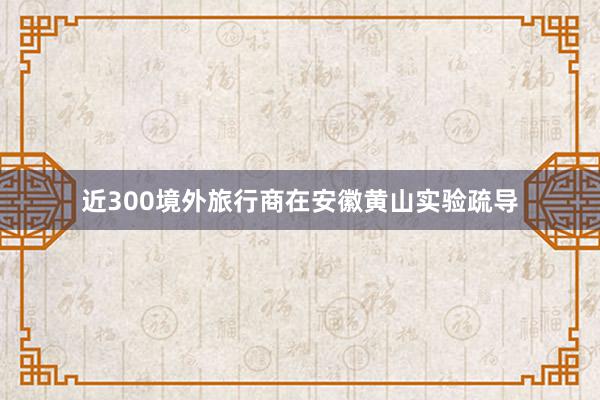 近300境外旅行商在安徽黄山实验疏导