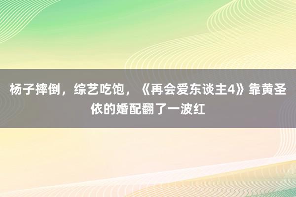 杨子摔倒，综艺吃饱，《再会爱东谈主4》靠黄圣依的婚配翻了一波红