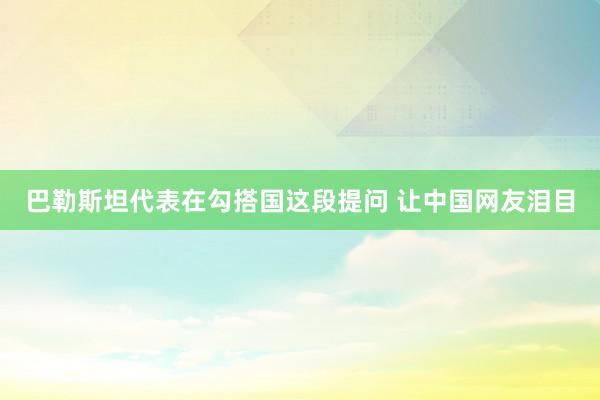 巴勒斯坦代表在勾搭国这段提问 让中国网友泪目