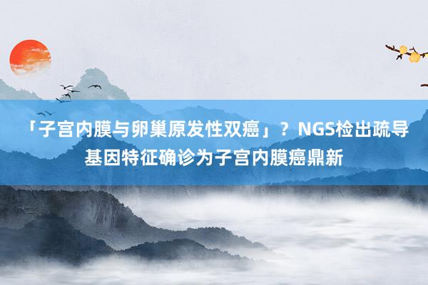 「子宫内膜与卵巢原发性双癌」？NGS检出疏导基因特征确诊为子宫内膜癌鼎新