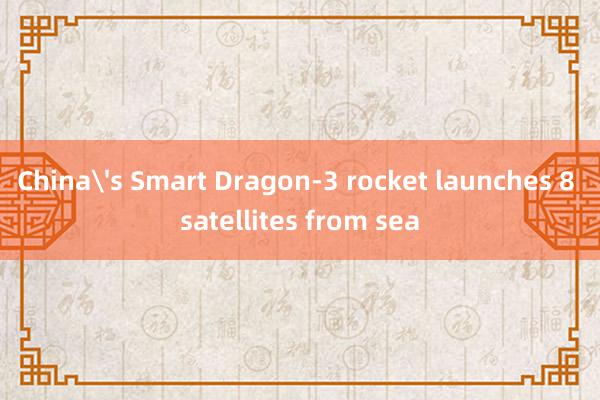 Chinas Smart Dragon-3 rocket launches 8 satellites from sea